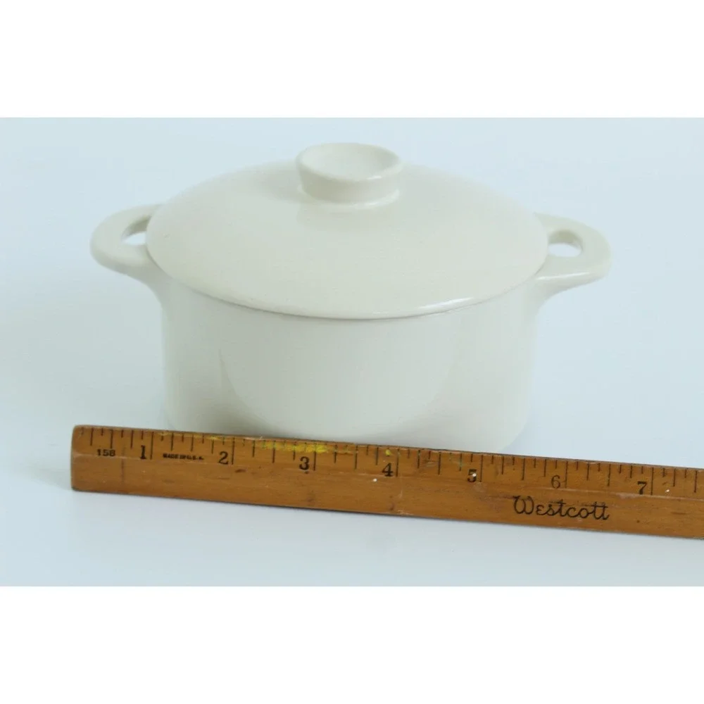 Brocc Your‎ Body Ceramic Mini Cocotte with Lid Cream Stoneware 4.5 inch